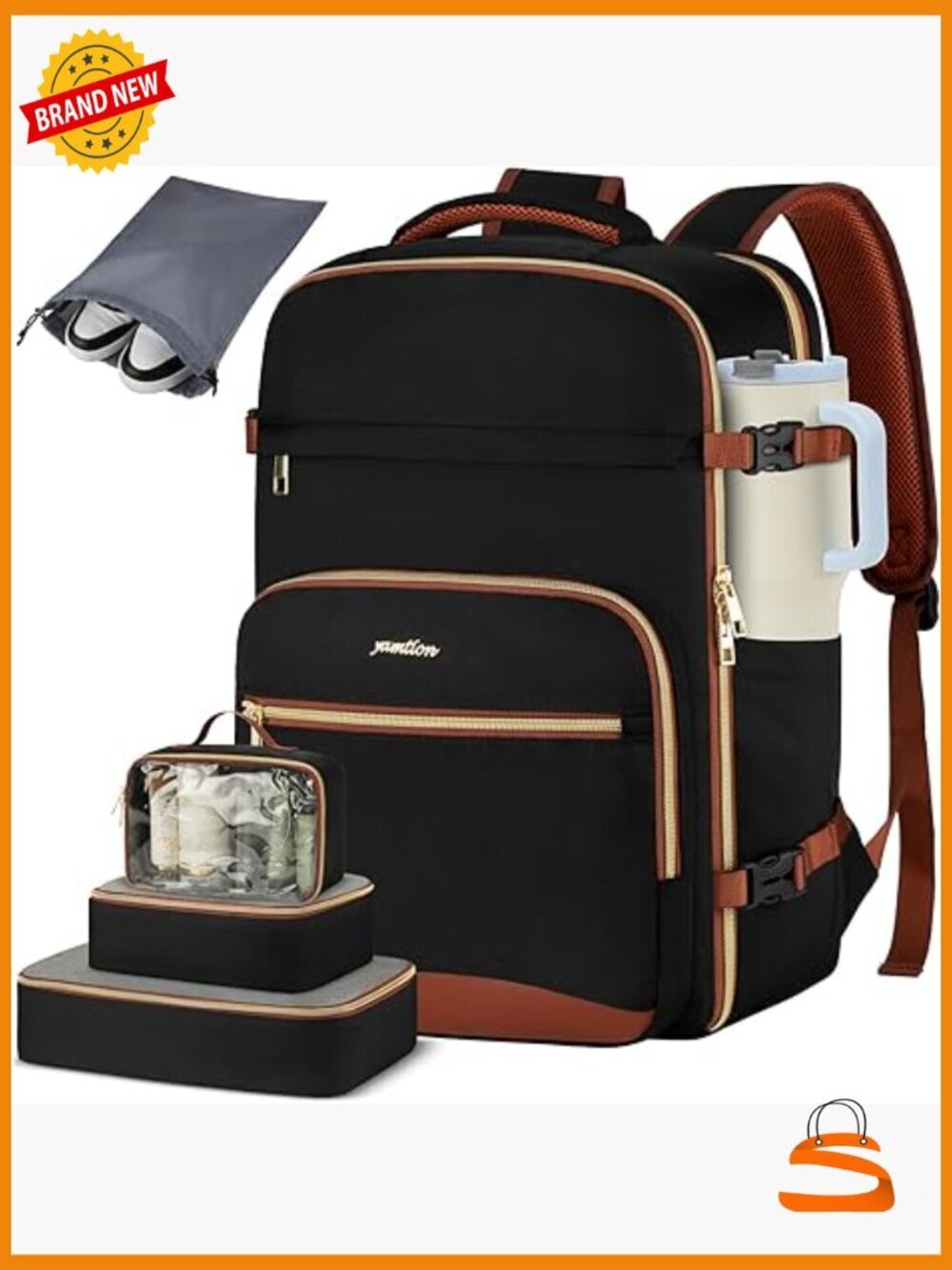 Large Travel Carry On Backpack with 4 Packing Cubes, TSA Approved Weekender for